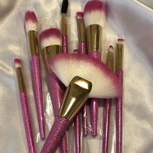 💕Pink Glitter Cotton Candy Brush Set of 10💕
